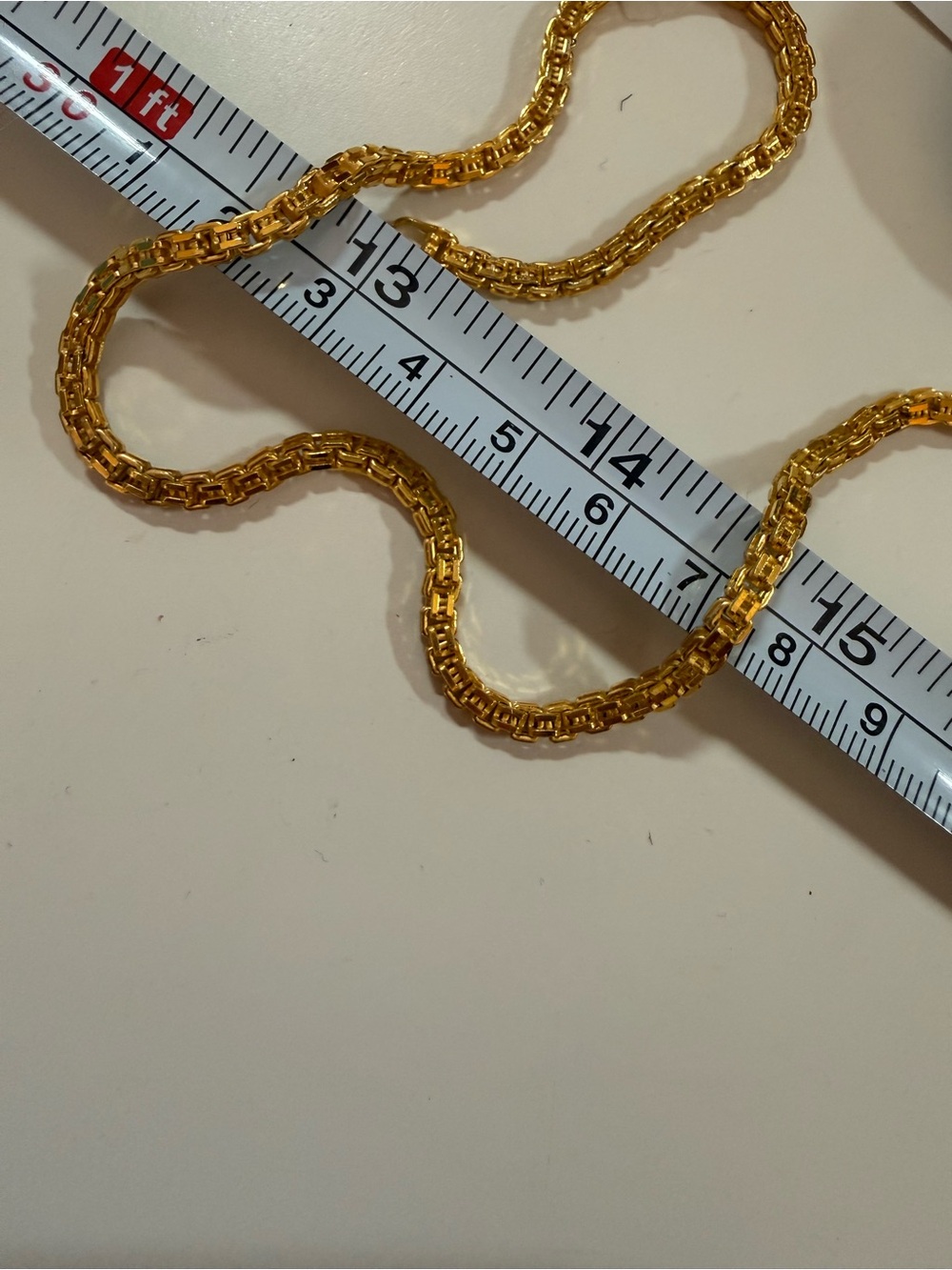 Gold sterling silver designer runway square link heavy chain necklace 18” Italy - Picture 12 of 17